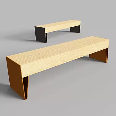 Modern Wooden Bench-2000x540x450 3D model image 1 