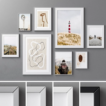 Modern Abstract Photo Frames Set 3D model image 1 