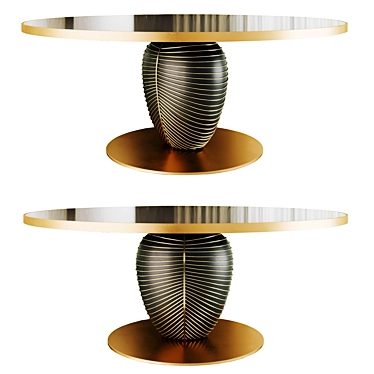 Leaf: Elegant Round Table with Gold Accents 3D model image 1 