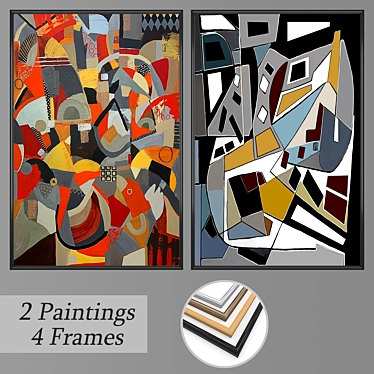 Modern Art Wall Paintings Set 3D model image 1 