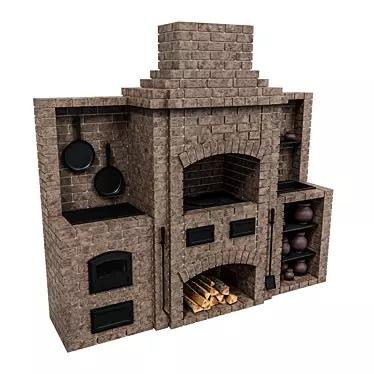 Brick BBQ Oven: Outdoor Visual Delight 3D model image 1 