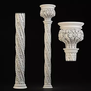 Carved Plaster Column: 3D Model 3D model image 1 