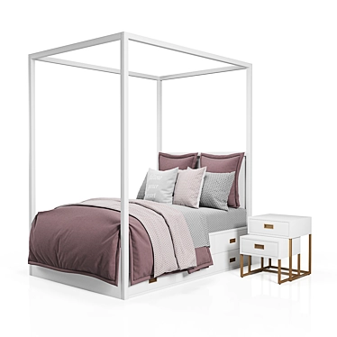 Elegant Avalon Storage Canopy Bed 3D model image 1 