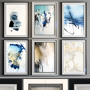 Abstract Art Frame - 6 Frames, White and Black (50x70cm) 3D model image 1 