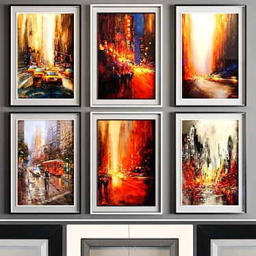 Title: Modern Traffic Art Frame | 6 Frames - 2 Colors - 50x70cm 3D model image 1 