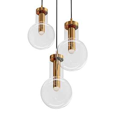 Sleek Smoked Glass Chandelier 3D model image 1 