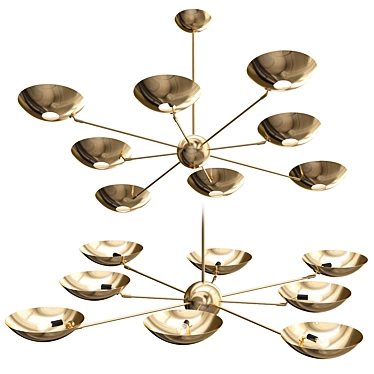 Stilnovo Style Brass Chandelier 3D model image 1 