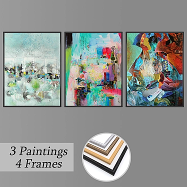 Multiframe Set with 3 Paintings 3D model image 1 