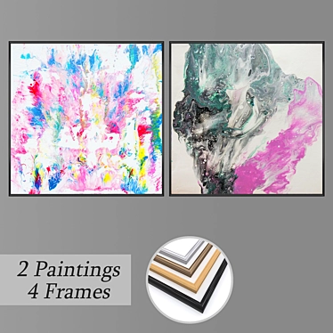 "Artistic Wall Decor Set with Multiple Frames 3D model image 1 