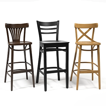 Sleek FameG Barstools Set 3D model image 1 