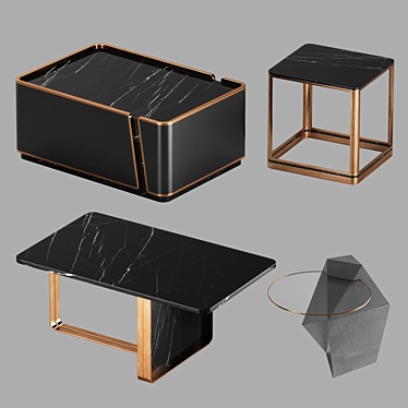 Sleek Coffee Table Set 3D model image 1 