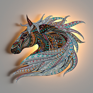 Etno Horse Wood Art 100x100 cm 3D model image 1 