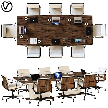 Sleek Modern Conference Table 3D model image 1 