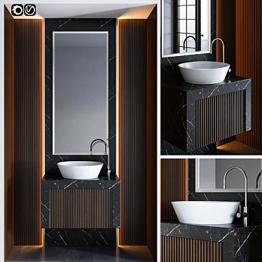 Modern Bathroom Furniture Set 3D model image 1 