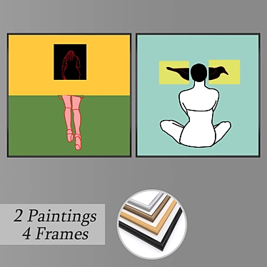 Artistic Wall Paintings Set 3D model image 1 