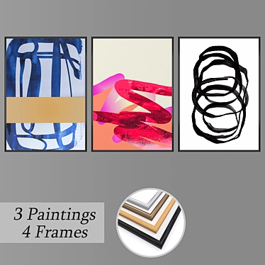 Variety of Wall Paintings with Frame Options 3D model image 1 
