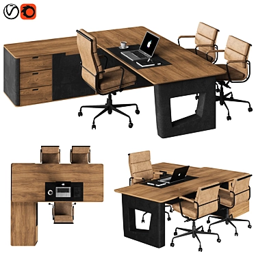 Sleek Management Desk 2015 3D model image 1 