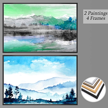 Modern Art Set with Various Frames 3D model image 1 