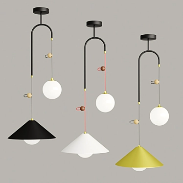 Modern Dual-Shade Hanging Pendant Light 3D model image 1 