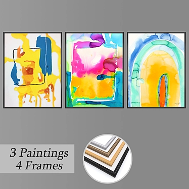 Title: Versatile Set 3 Wall Paintings 3D model image 1 