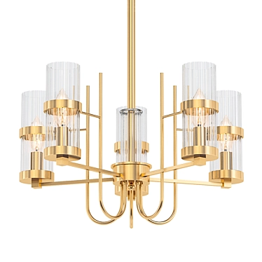 Elegant Antique Bronze Glass Chandelier 3D model image 1 