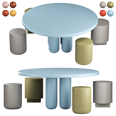 Concrete Chic: GIUDECCA Tables & Stools 3D model image 1 