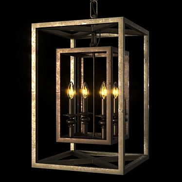 Elegant Four-Light Lantern Pendant 3D model image 1 