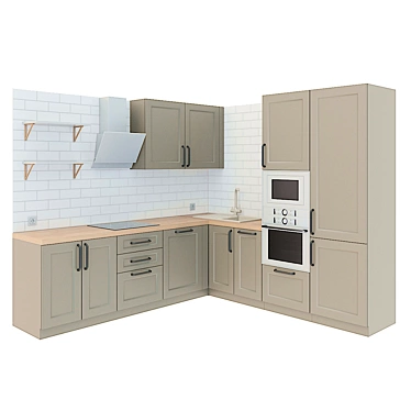Modern Corner Kitchen Furnishings 3D model image 1 