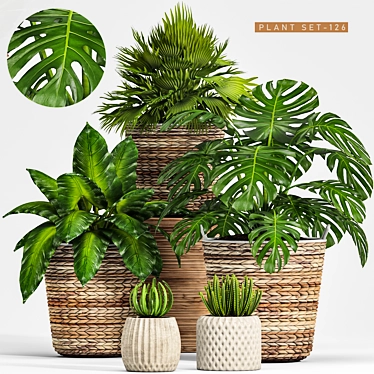 Elegant Greenery Collection: 128-Piece Plant Set 3D model image 1 