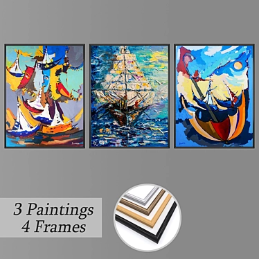 Abstract Collection: Set of 3 Wall Paintings 3D model image 1 