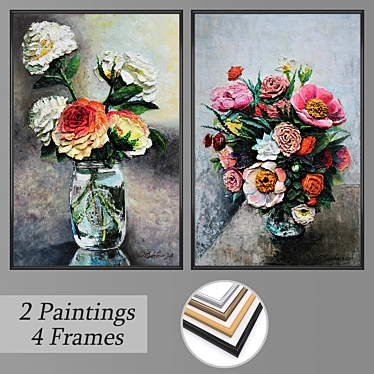 Artistic Wall Paintings Set 3D model image 1 