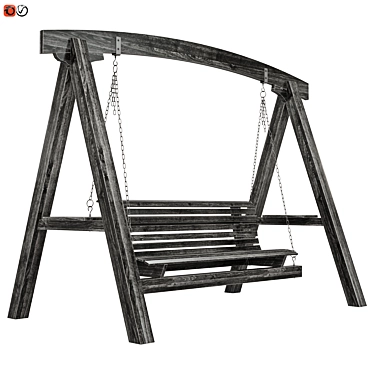 Wooden Garden Swing 3D model image 1 