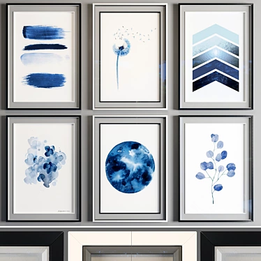 Abstract Art Frames: 6 Black and White Frames, 50x70 cm 3D model image 1 