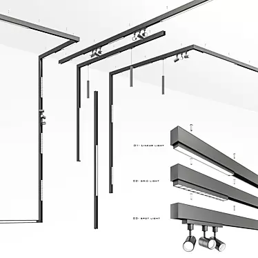 VersaLite Magnetic Track Light 3D model image 1 