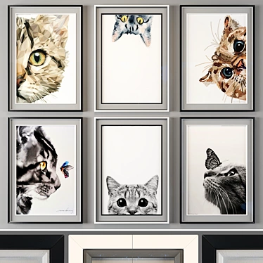 Animal-Inspired Art Frame: 6 Frames, 2 Colors, 50x70cm 3D model image 1 