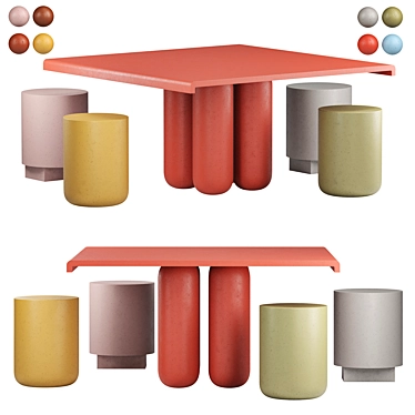 Modern Concrete Furniture Set 3D model image 1 