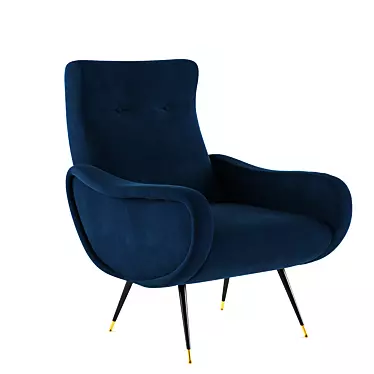 Elicia Velvet Retro Armchair 3D model image 1 