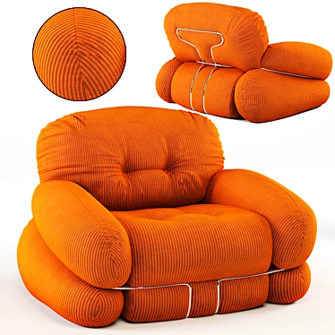 Piazzesi Orange Armchair: Italian Design, Vintage Vibes 3D model image 1 