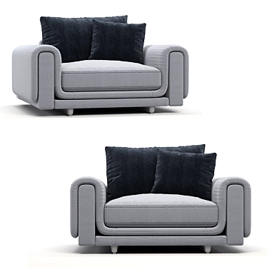 Stylish Roche Bobois Underline Loveseat: The Ultimate Modern Comfort 3D model image 1 