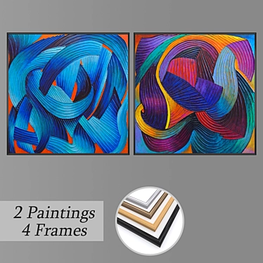 Dynamic Duo: Wall Art Set 3D model image 1 