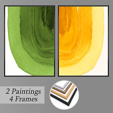 Artful Impressions: Set of 2 Wall Paintings 3D model image 1 
