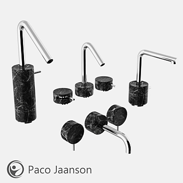 Paco Jaanson Marmo: Black Marquina Basin Set 3D model image 1 