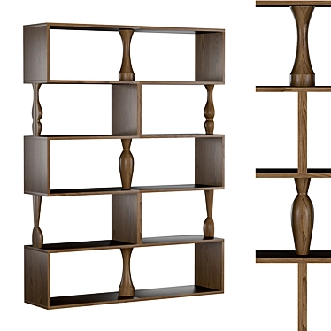 Modular Ash Bookcase: Perbacco 3D model image 1 