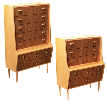 Rustic Teak Oak Drawer Cabinet 3D model image 1 