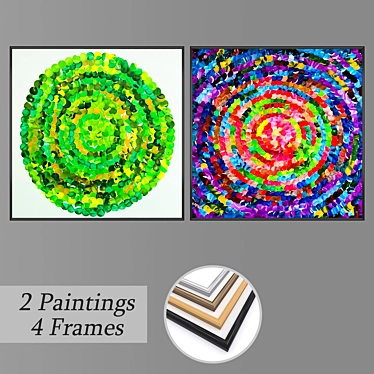 Multiframed Wall Paintings Set 3D model image 1 