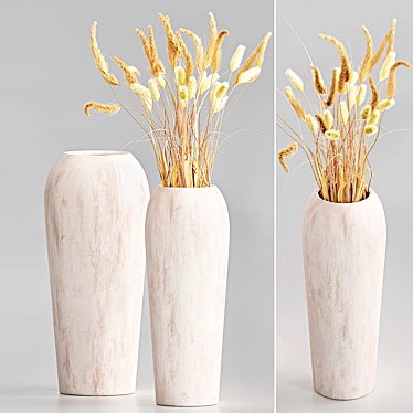 Rustic Mango Wood Vases 3D model image 1 