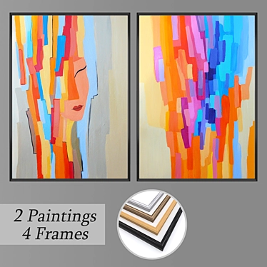 Decor Set: Wall Paintings & Frames 3D model image 1 