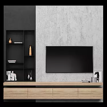 Sleek TV Wall Unit 3D model image 1 