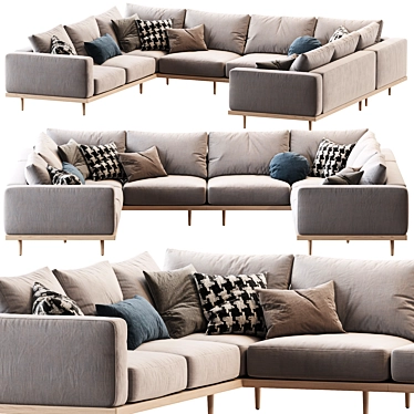 Newport U-Shaped Sectional: 5-Piece Comfort 3D model image 1 