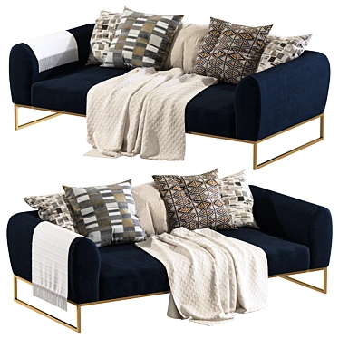 Velvet Dreams: Kits Cascadia Blue Sofa 3D model image 1 